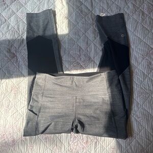 Lululemon Gray High-Rise Leggings with Black Panels